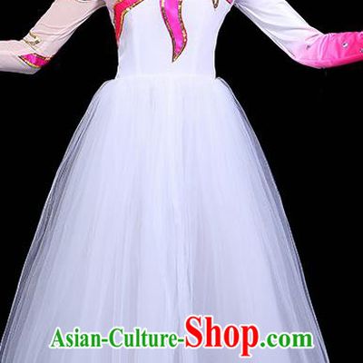 Professional Modern Dance Costume Chorus Umbrella Dance White Dress for Women