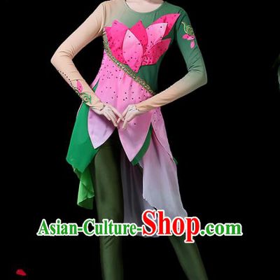 Chinese Classical Umbrella Dance Costume Traditional Folk Dance Fan Dance Lotus Clothing for Women
