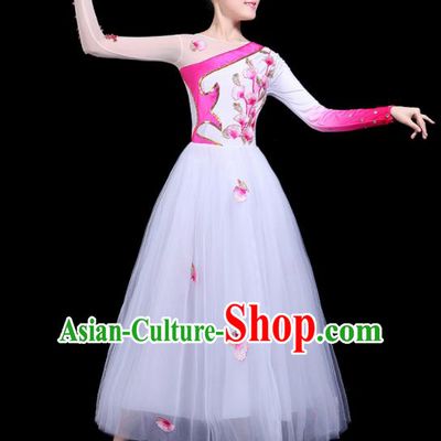 Professional Dance Modern Dance Costume Stage Performance Chorus White Veil Dress for Women