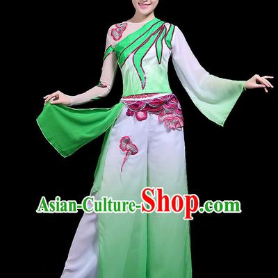 Traditional Classical Dance Green Clothing Chinese Folk Dance Umbrella Dance Costume for Women