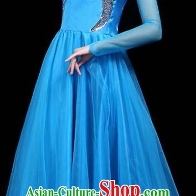 Professional Dance Modern Dance Costume Stage Performance Chorus Blue Long Dress for Women
