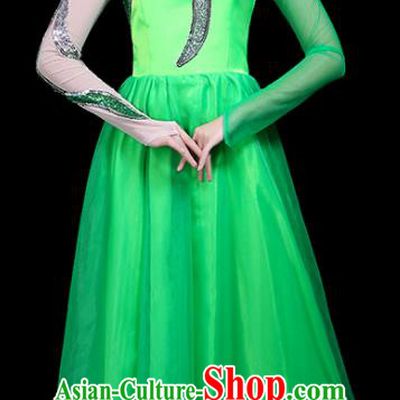 Professional Dance Modern Dance Costume Stage Performance Chorus Green Long Dress for Women