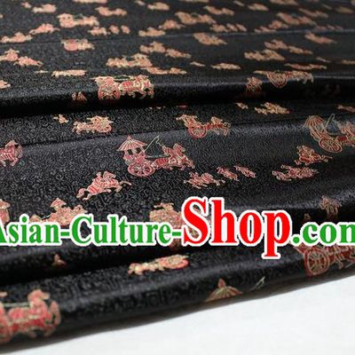Chinese Traditional Cheongsam Cloth Tang Suit Carriage Pattern Black Brocade Fabric Silk Material Drapery