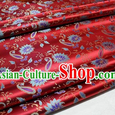 Chinese Traditional Cheongsam Cloth Tang Suit Red Brocade Fabric Silk Material Drapery
