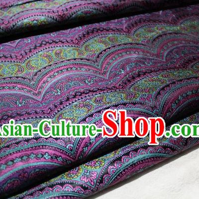 Chinese Traditional Cheongsam Cloth Tang Suit Classical Pattern Purple Brocade Fabric Silk Material Drapery