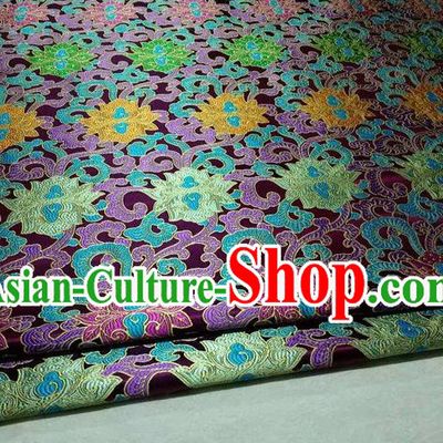 Chinese Traditional Cheongsam Cloth Tang Suit Palace Pattern Purple Brocade Fabric Silk Material Drapery