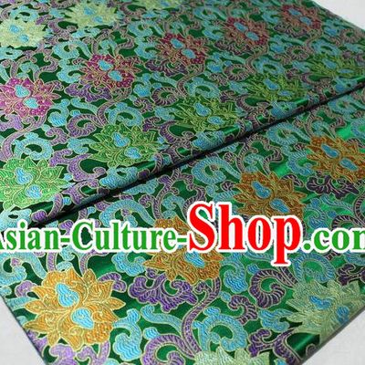 Chinese Traditional Cheongsam Cloth Tang Suit Palace Pattern Green Brocade Fabric Silk Material Drapery