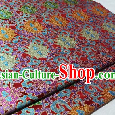 Chinese Traditional Cheongsam Cloth Tang Suit Palace Pattern Red Brocade Fabric Silk Material Drapery