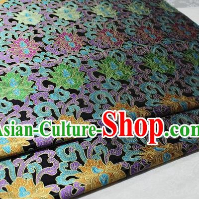 Chinese Traditional Cheongsam Cloth Tang Suit Palace Pattern Black Brocade Fabric Silk Material Drapery