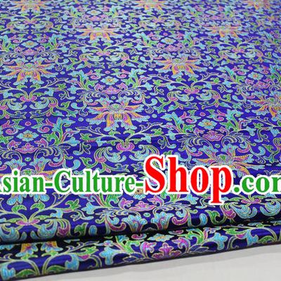 Chinese Traditional Cheongsam Cloth Tang Suit Royalblue Brocade Fabric Silk Material Drapery