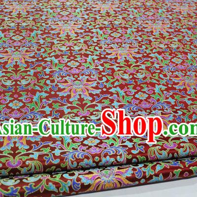 Chinese Traditional Cheongsam Cloth Tang Suit Red Brocade Fabric Silk Material Drapery