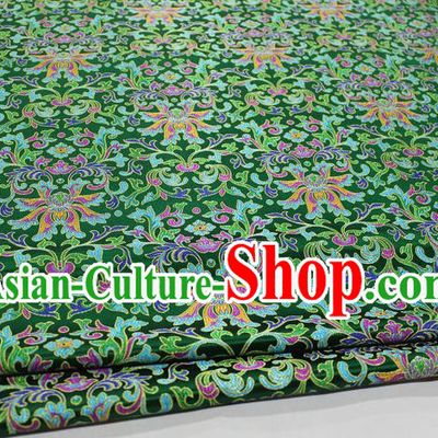Chinese Traditional Cheongsam Cloth Tang Suit Green Brocade Fabric Silk Material Drapery