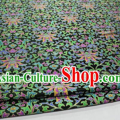 Chinese Traditional Cheongsam Cloth Tang Suit Black Brocade Fabric Silk Material Drapery
