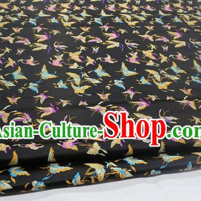 Chinese Traditional Cheongsam Cloth Tang Suit Butterfly Pattern Black Brocade Fabric Silk Material Drapery