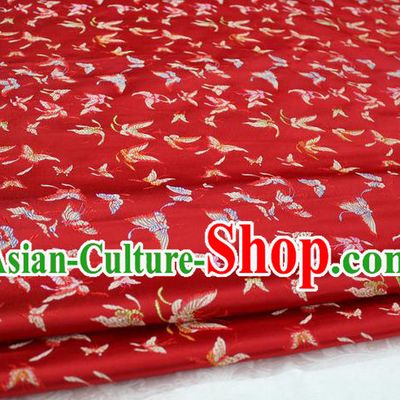 Chinese Traditional Cheongsam Cloth Tang Suit Butterfly Pattern Red Brocade Fabric Silk Material Drapery