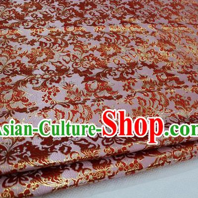 Chinese Traditional Cloth Mongolian Robe Red Brocade Fabric Tang Suit Silk Material Drapery