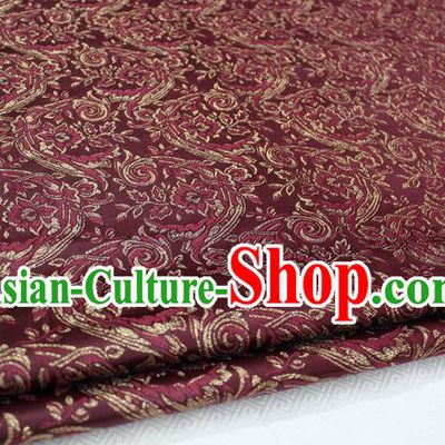 Chinese Traditional Cloth Mongolian Robe Wine Red Brocade Fabric Tang Suit Silk Material Drapery