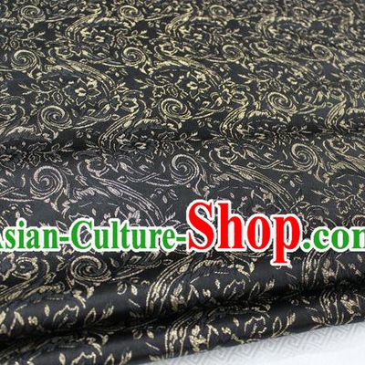 Chinese Traditional Cloth Mongolian Robe Black Brocade Fabric Tang Suit Silk Material Drapery