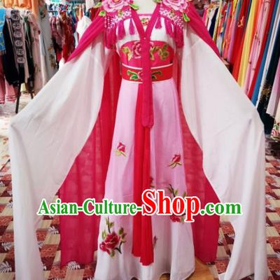 Chinese Traditional Beijing Opera Princess Rosy Hanfu Dress Peking Opera Diva Costume for Adults