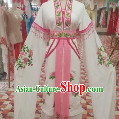 Chinese Traditional Beijing Opera Diva Costume Princess White Hanfu Dress for Adults