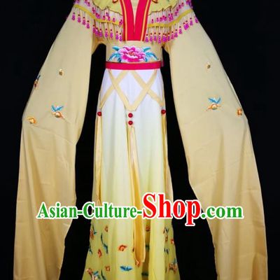 Chinese Traditional Beijing Opera Actress Costume Princess Embroidered Yellow Hanfu Dress for Adults