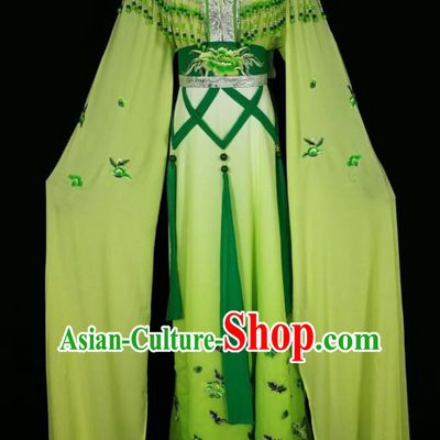 Chinese Traditional Beijing Opera Actress Costume Princess Embroidered Green Hanfu Dress for Adults