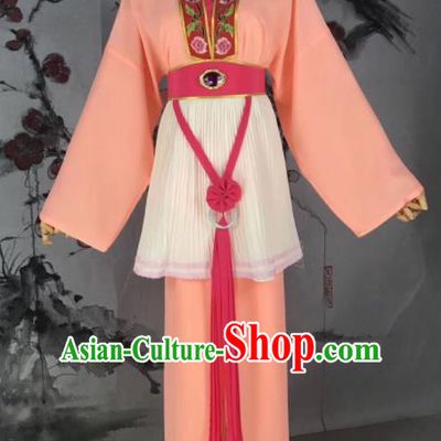 Chinese Traditional Beijing Opera Mui Tsai Costume Servant Girl Orange Clothing for Poor