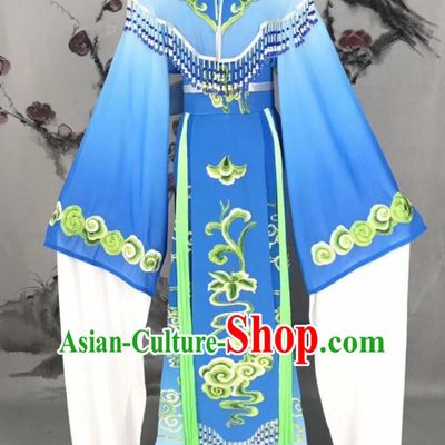 Chinese Traditional Beijing Opera Royalblue Hanfu Dress Peking Opera Actress Costume for Rich