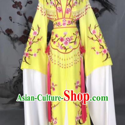 Chinese Traditional Beijing Opera Yellow Embroidered Dress Peking Opera Actress Costume for Rich