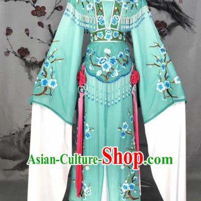 Chinese Traditional Beijing Opera Green Embroidered Dress Peking Opera Actress Costume for Rich
