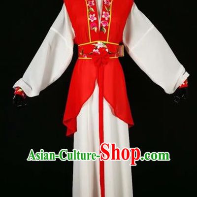 Chinese Traditional Beijing Opera Young Lady Red Dress Peking Opera Maidservants Costumes for Adults