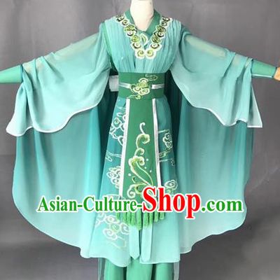 Chinese Traditional Beijing Opera Martial Arts Lady Green Clothing Peking Opera Actress Costumes for Adults