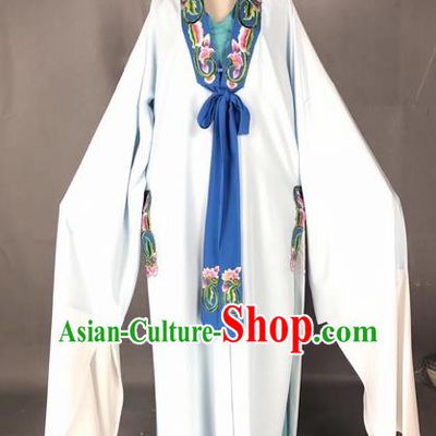 Chinese Traditional Beijing Opera Scholar Costume Peking Opera Niche White Robe for Adults