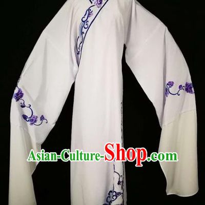 Chinese Traditional Beijing Opera Scholar White Robe Peking Opera Niche Costume for Adults