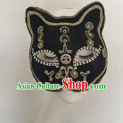 Top Halloween Stage Show Accessories Black Cat Mask Brazilian Carnival Catwalks Face Masks