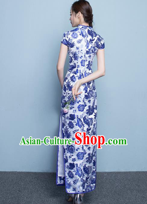 Chinese Traditional Qipao Dress Classical Costume Printing Peony Cheongsam for Women Chinese Traditional Qipao Dress Classical Costume Printing Peony Cheongsam for Women