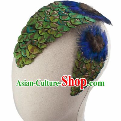 Top Brazilian Carnival Feather Hair Accessories Catwalks Folk Dance Peacock Feather Hair Claw for Women