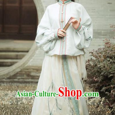 Ancient Chinese Ming Dynasty Nobility Lady Historical Costumes Blouse and Skirt Complete Set