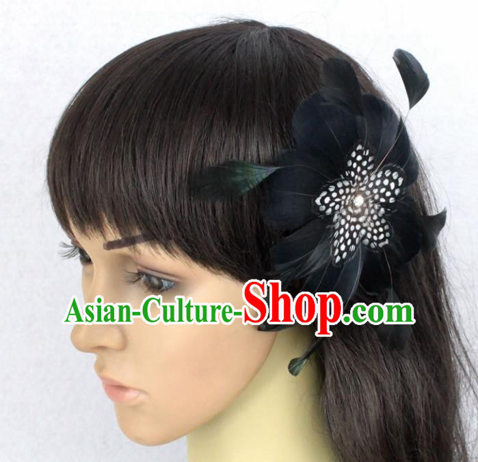 Top Halloween Feather Hair Accessories Carnival Catwalks Hair Claw for Women Top Halloween Feather Hair Accessories Carnival Catwalks Hair Claw for Women