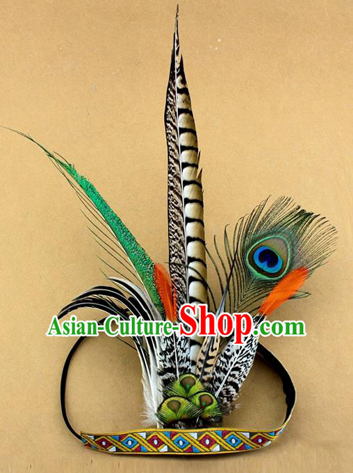 Top Halloween Apache Knight Feather Hair Clasp Carnival Catwalks Primitive Tribe Hair Accessories Top Halloween Apache Knight Feather Hair Clasp Carnival Catwalks Primitive Tribe Hair Accessories
