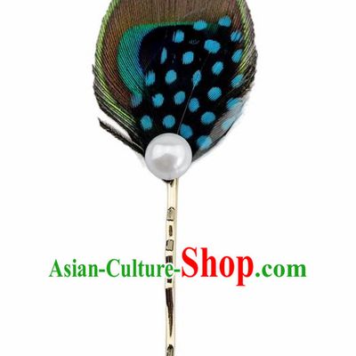 Top Halloween Dance Feather Hair Accessories Carnival Catwalks Hair Stick for Women