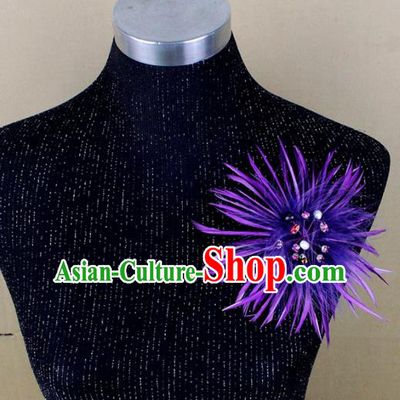 Handmade Purple Feather Breastpin Accessories Stage Show Brooch for Women