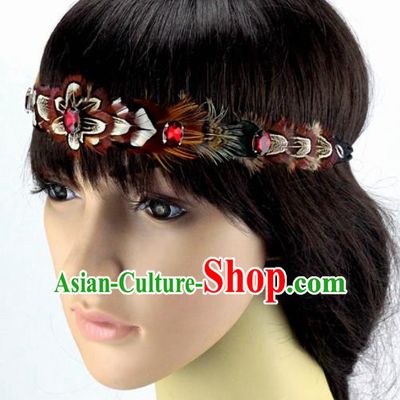 Handmade Carnival Feather Headband Miami Stage Show Feather Hair Accessories for Women