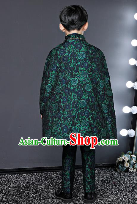 Children Modern Dance Costume Compere Halloween Catwalks Green Suits for Kids