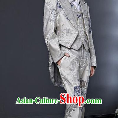 Children Modern Dance Costume Compere Halloween Catwalks Grey Suits for Kids