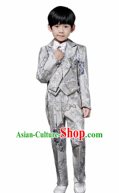Children Modern Dance Costume Compere Halloween Catwalks Grey Suits for Kids Children Modern Dance Costume Compere Halloween Catwalks Grey Suits for Kids