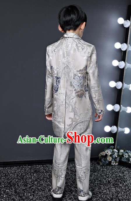 Children Modern Dance Costume Compere Halloween Catwalks Grey Suits for Kids Children Modern Dance Costume Compere Halloween Catwalks Grey Suits for Kids