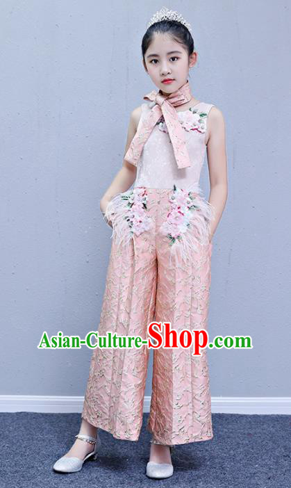 Children Modern Dance Costume Court Dance Compere Pink Clothing for Girls Kids Children Modern Dance Costume Court Dance Compere Pink Clothing for Girls Kids