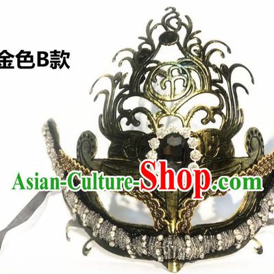 Top Halloween Cosplay Fancy Dress Ball Crystal Golden Masks Brazilian Carnival Catwalks Face Mask for Women