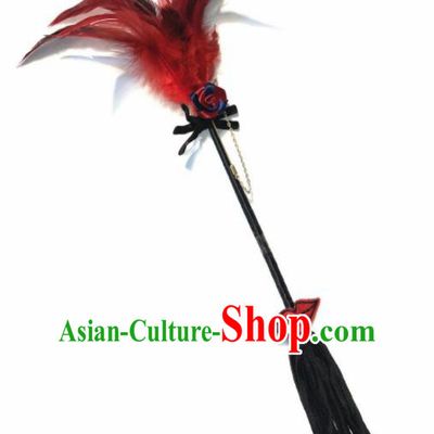 Top Stage Show Red Feather Props Brazilian Carnival Fancy Dress Ball Catwalks Magic Stick for Women